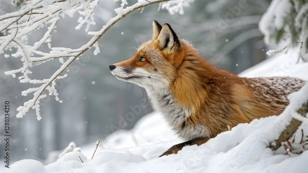 Obraz Red Fox in a Snowy Winter Forest