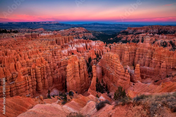 Fototapeta Scenic view of stunning red sandstone in Bryce Canyon National P