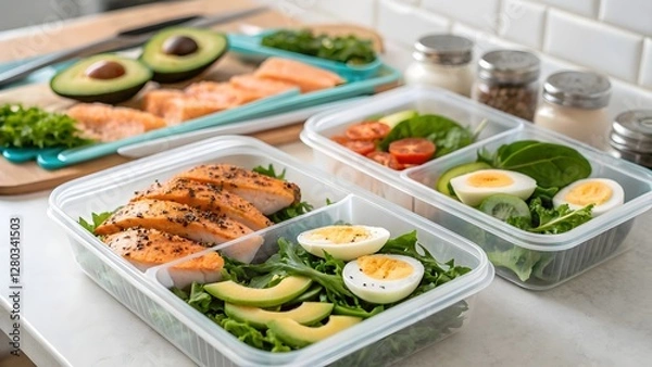 Obraz Healthy Meal Prep with Fresh Ingredients for a Nutritious Diet