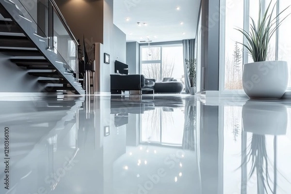 Obraz A modern and glossy finish on sleek epoxy flooring
