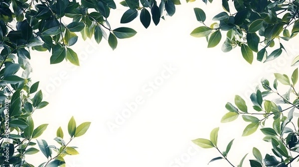Fototapeta Green Leaves Frame: Nature's Vibrant Border
