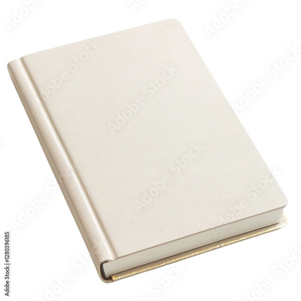 Fototapeta plain white book with textured cover and gold edged pages, perfect for notes or journaling. Its minimalist design adds elegance to any workspace
