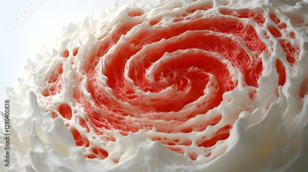 Obraz 3D Render Abstract Background Red White Swirl Texture Foam