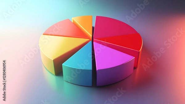Obraz 3D Illustration Colorful Pie Chart Data Visualization