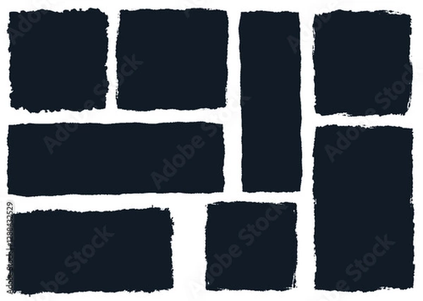 Obraz Set of Dark Blue vector rough edge rectangles