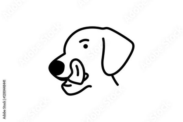 Obraz the icon design about the dog is licking its tongue on its upper lip after finishing eating. line style illustration with black color. isolated on white background.