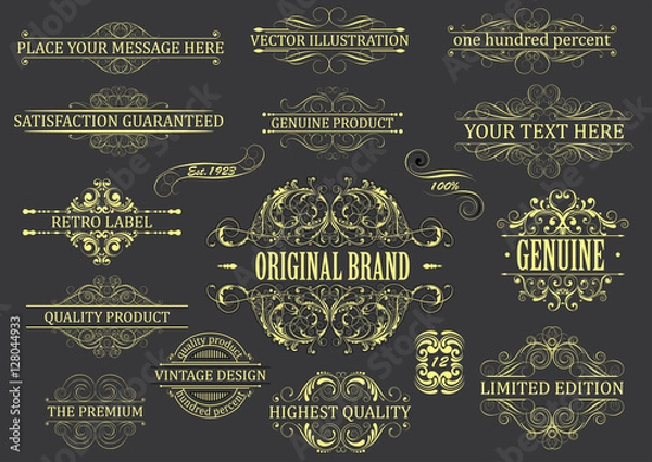 Obraz Set yellow frame on black background