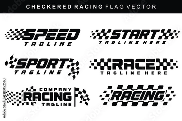 Fototapeta checkered racing flag vector and lettering concept