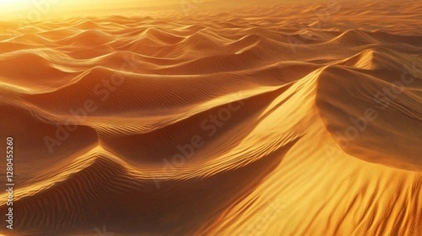 Obraz A mesmerizing desert view with textured, sunlit sand forming unique wave patterns.