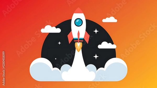 Fototapeta rocket in space icon
