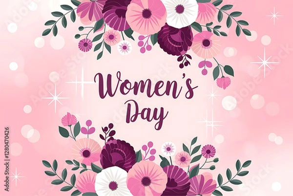 Fototapeta Elegant Women's Day Background with Pastel Flowers and Dreamy Bokeh Effect
