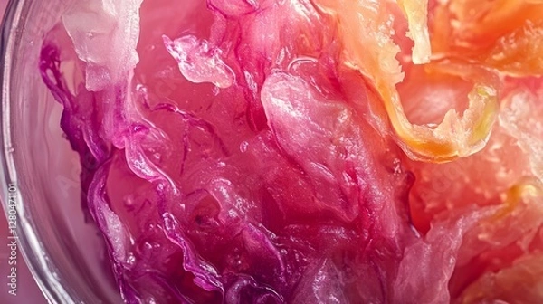 Fototapeta Close-Up Detail of Colorful Sauerkraut in a Glass Jar