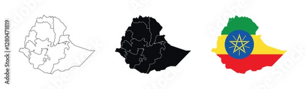 Fototapeta Ethiopia Map vector icon. Map of Ethiopia various styles.
