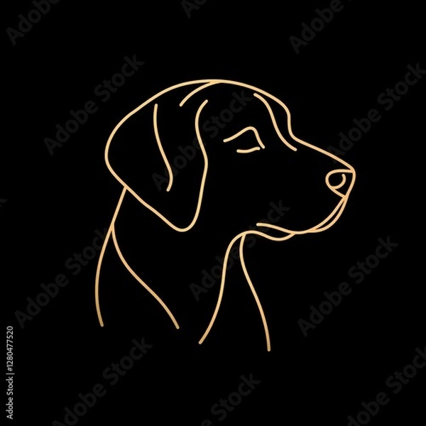 Fototapeta Elegant Golden Retriever Profile: A Minimalist Line Art Design