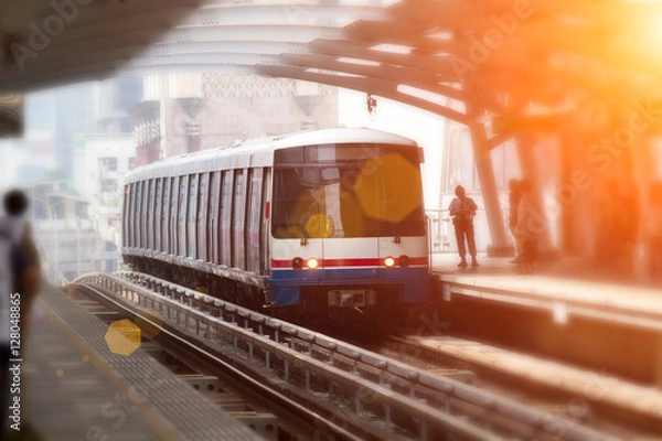 Obraz Sky train in Bangkok with Soft focus effect