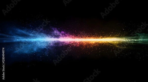 Fototapeta A Beam of Light Splitting into Multiple Colorful Dimensions
