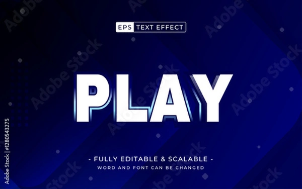 Fototapeta play 3d text effect. suitable for game or social media button