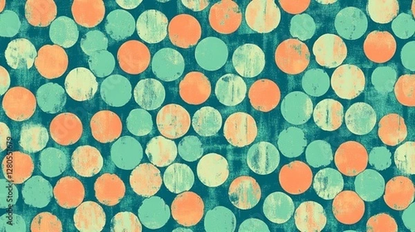 Obraz Abstract teal and peach circle pattern.