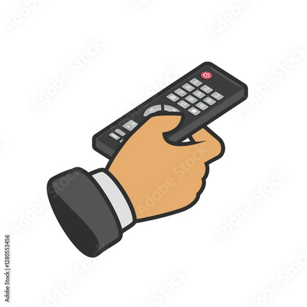 Fototapeta Tv remote control in hand. Vector illustration in flat style. EPS 10.