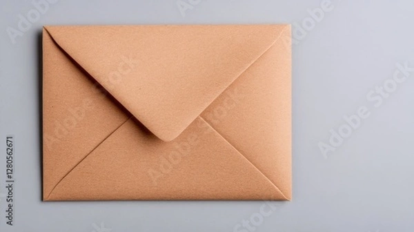 Fototapeta Simple Brown Envelope on Grey Background for Communication Concept
