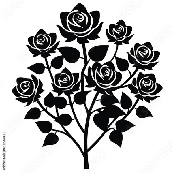Obraz Rose bush icon vector on white background