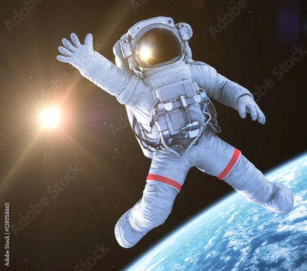 Fototapeta Astronauta macha, renderowanie 3d,