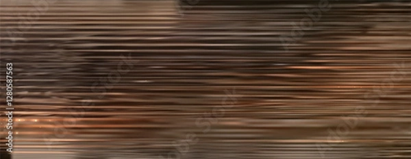 Fototapeta Ribbed gold glass background. Realistic  image of abstract brown glossy surface with horizontal stripes