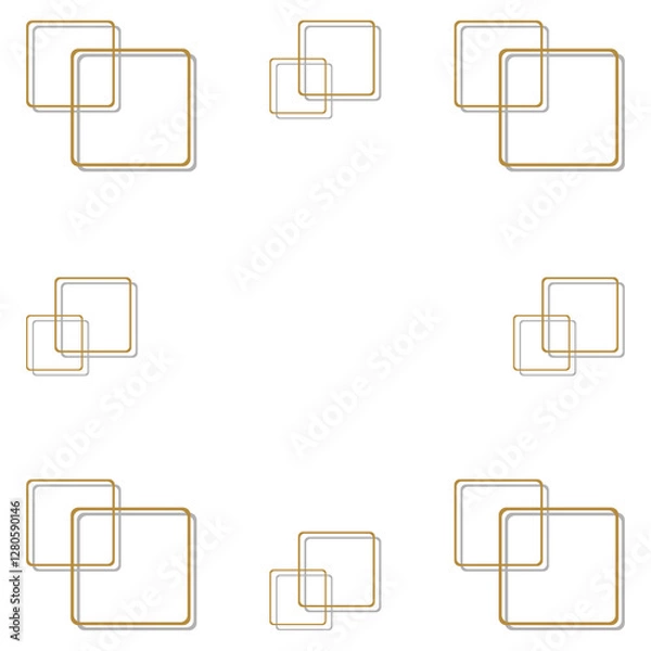 Fototapeta Overlapping Gold Square Borders Isolated on White