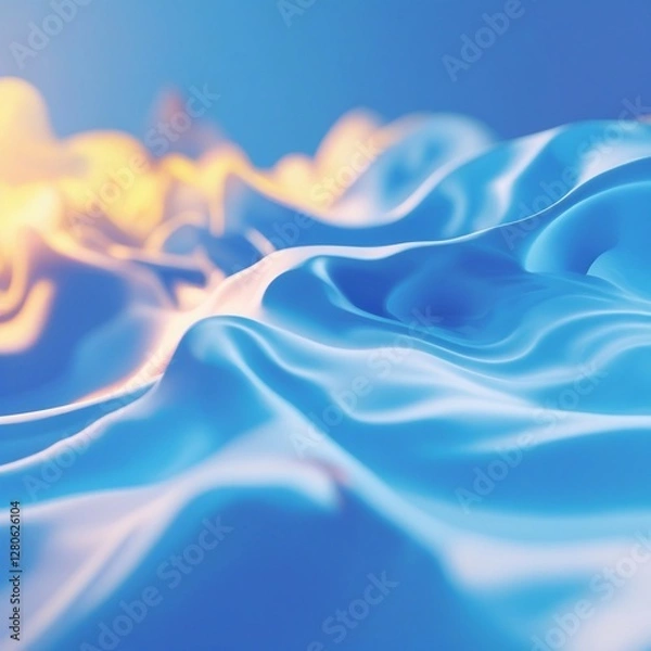 Fototapeta abstract blue background for product presentation with sunlight and blurred shadows wall. Isolated on white background . Generative Ai