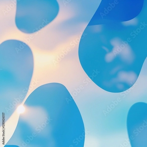 Fototapeta abstract blue background for product presentation with sunlight and blurred shadows wall. Isolated on white background . Generative Ai