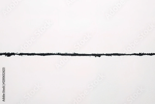 Fototapeta Line of texture revealing a black painted surface against a white wall background