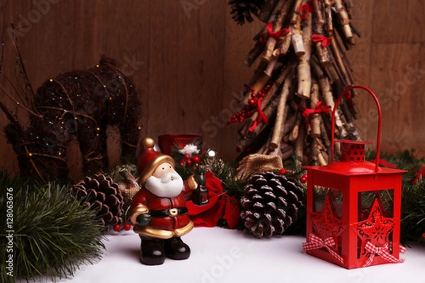 Fototapeta babbo natale e lanterna