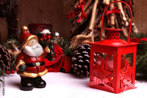 Fototapeta babbo natale e lanterna
