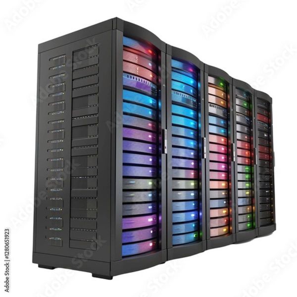 Obraz 3D Server Racks Illustration Isolated on Transparent Background