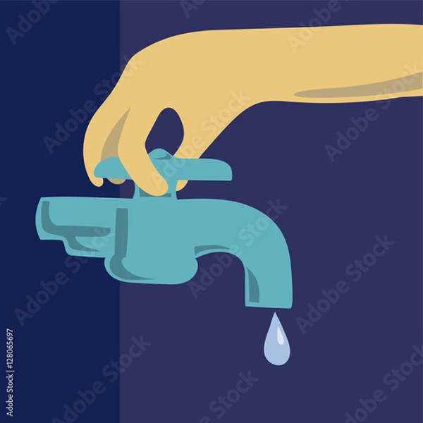Obraz Save Environment Turning Off Dripping Water Faucet