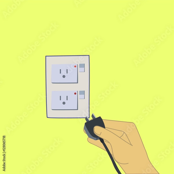 Obraz Hand Pulling Plug Out Of The  Socket, Unplugged