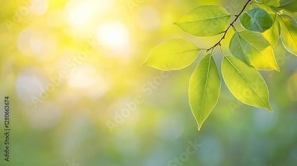 Fototapeta Green Leaves Sunlight Bokeh Background