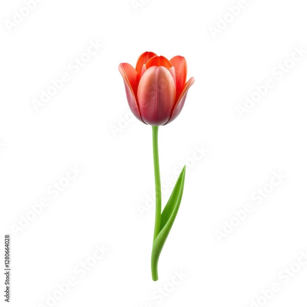 Fototapeta Elegant Single Red Tulip on a Simple Background for Floral Design