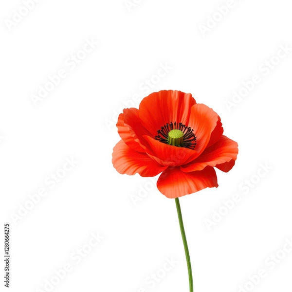 Obraz Vibrant Red Poppy Bloom Isolated on Black Background