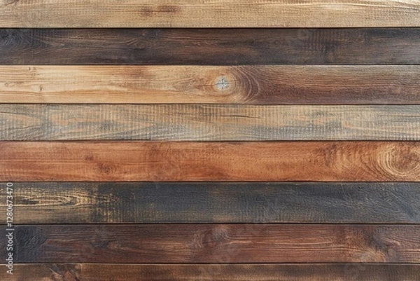 Obraz Rustic Wooden Plank Wall Texture with Mixed Brown and Beige Tones for Backgrounds or Designs