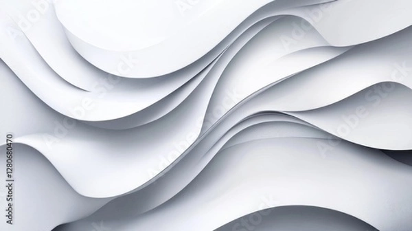 Fototapeta Abstract White Paper Waves: A Study in Curvature and Light