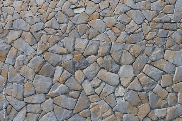 Fototapeta giant stone rock wall in staircase form three layer as background / stone wall