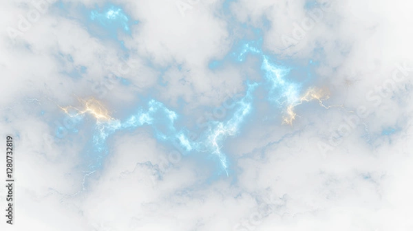 Fototapeta a dark blue and yellow lightning storm with clouds