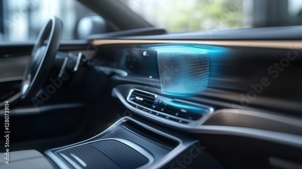 Obraz luxury car interior with a built-in air purifier ensuring clean air during long drives