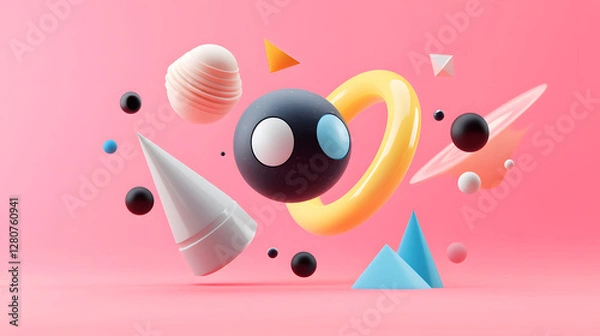 Fototapeta 3D three-dimensional rendering artificial creative geometric background display booth