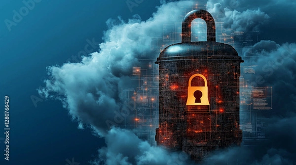 Fototapeta Cloud computing security data protection strategies in cyber technology for enhanced computer safety