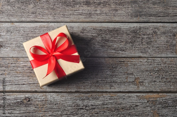 Obraz Gift box on wooden background