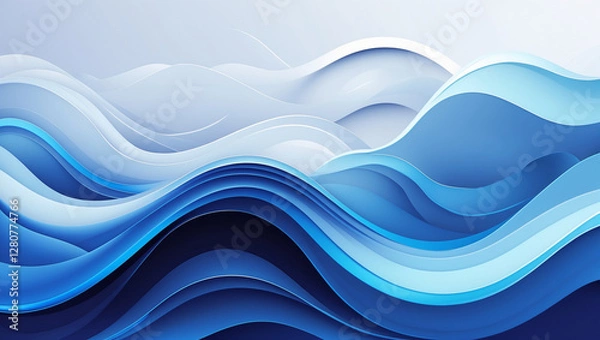 Fototapeta Abstract blue background with smooth lines 