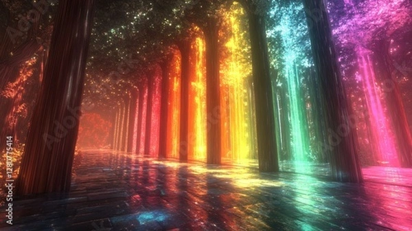 Fototapeta A magical realm where colors have emotions and music is visible