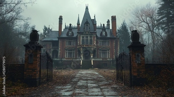 Obraz A cursed mansion where time stands still and echoes whisper secrets